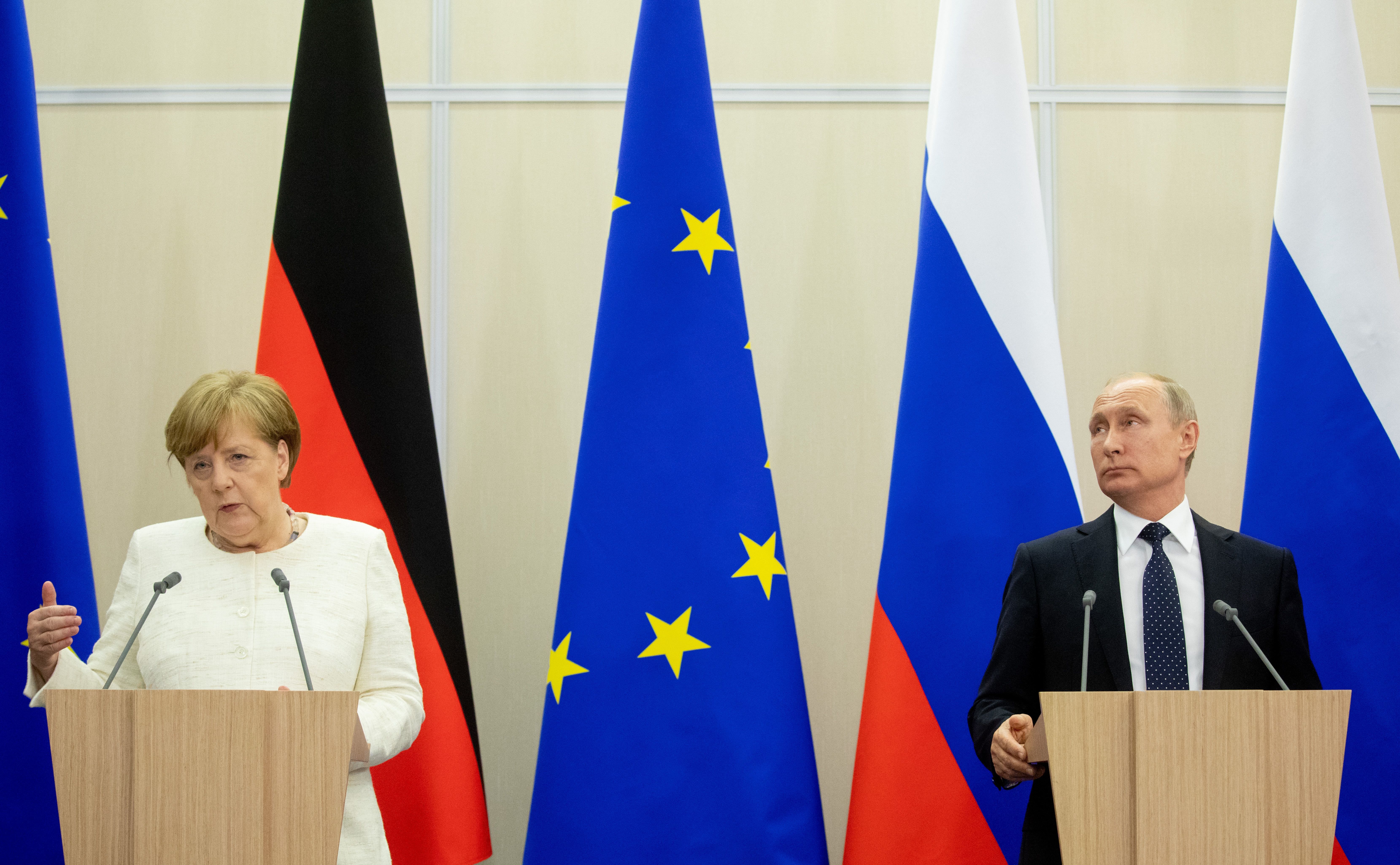 Bundeskanzlerin Merkel und Präsident Putin