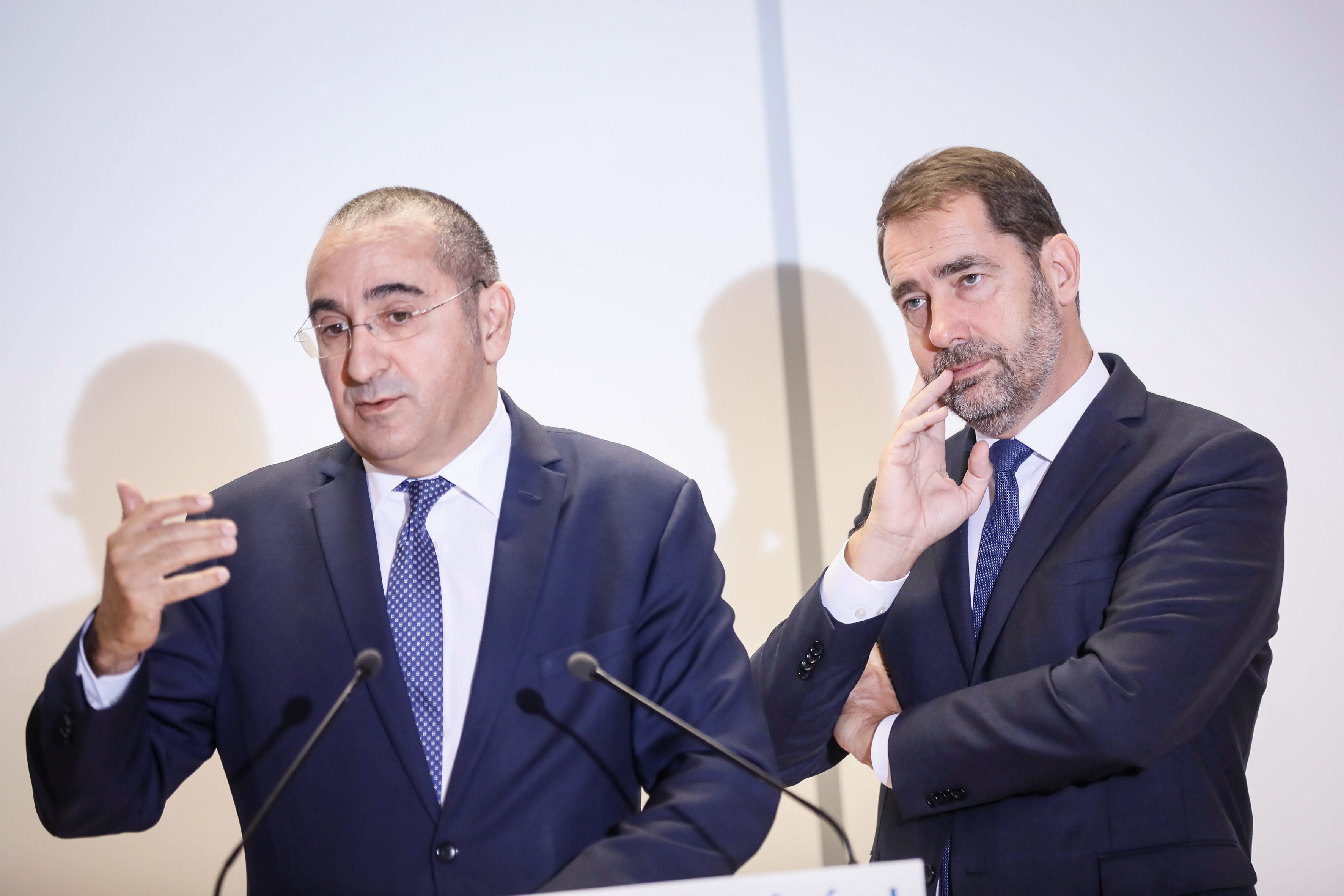 Frankreichs Innenminister Christophe Castaner mit Laurent Nuñez, Leiter des Inlandsgeheimdienstes DGSI