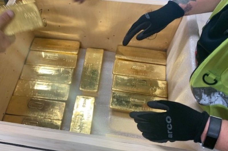 Blick in eine Verladekiste (Bildquelle: Firma G4S) 18572_Gold_Transfer_G4Si_London_to_Poland