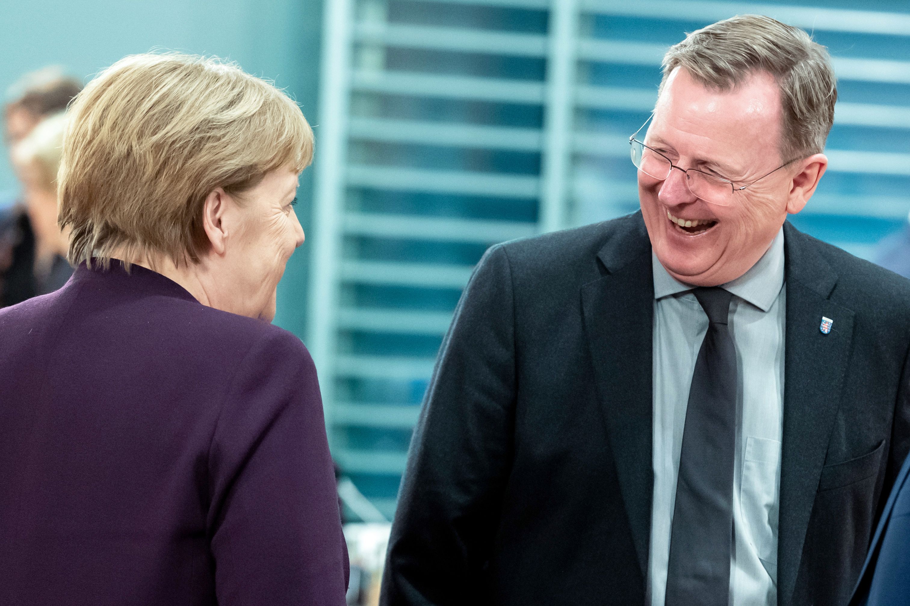 Angela Merkel und Bodo Ramelow (Bildnachweis: Bernd von Jutrczenka/dpa) Ministerpräsidentenkonferenz trifft Bundesregierung