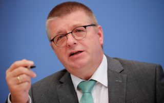 President of the Federal Office for the Protection of the Constitution Thomas Haldenwang attends a news conference in Berlin